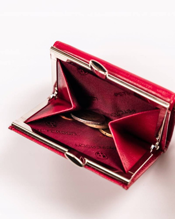 Kleine Damen Geldbörse aus Leder mit Druckknopf und Bügelverschluss – Peterson