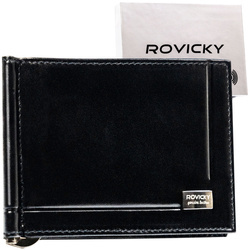 Elegante Herren Geldklammer schwarz aus Leder – Rovicky