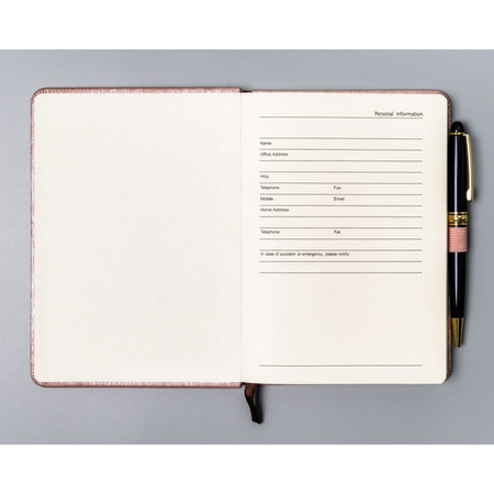 Rosa Notizbuch im B6-Format, bedruckt mit Punkten, ausgestattet mit einem Gummiband zum Verschließen - Peterson