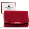 Horizontale Damen-Geldbörse aus Öko-Leder in Bordeauxrot, mit Reißverschluss und Druckknopf geschlossen - Peterson