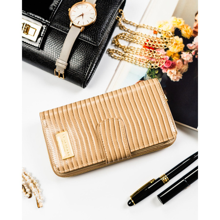 Beige Herren-Geldbörse im Hochformat aus Natur- und Öko-Leder mit Flechtmuster – Peterson