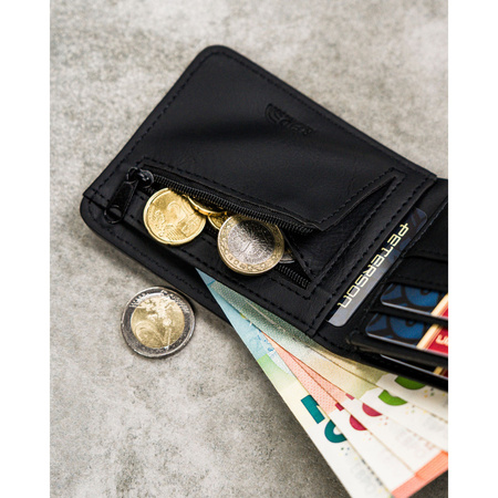 Schwarz-graue Herren Geldbörse im Querformat ohne äußeren Verschluss – Peterson