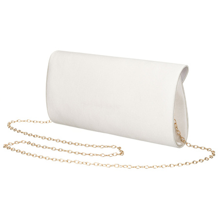 Weiße Damen-Clutch aus synthetischem Stoff, an einer Kette hängend - Rovicky