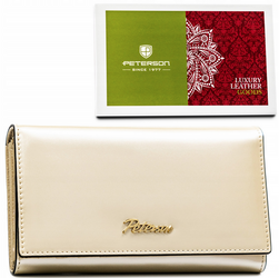 Klassische, elegante Damen Geldbörse in Beige mit Platz für Fahrzeugschein – Peterson