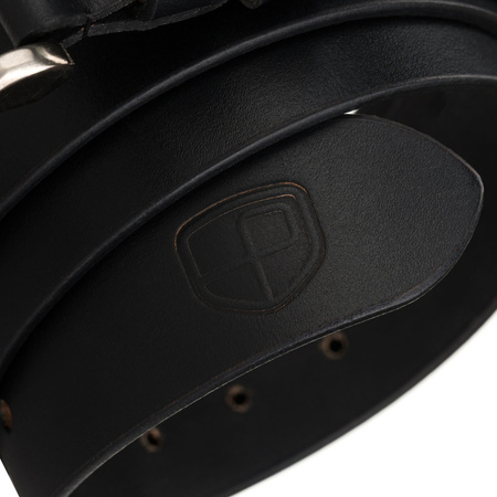 Herren-Gürtel aus Leder, schwarz mit traditioneller Schnalle - Peterson