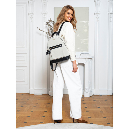 Großer, urbaner Damen Rucksack in Beige aus Canvas – Peterson