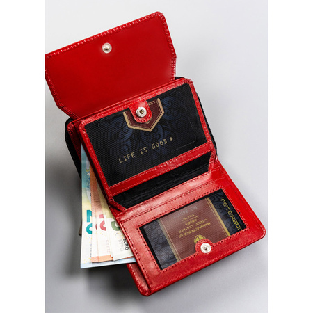 Rote Damen Geldbörse aus Leder mit großem Münzfach – Peterson