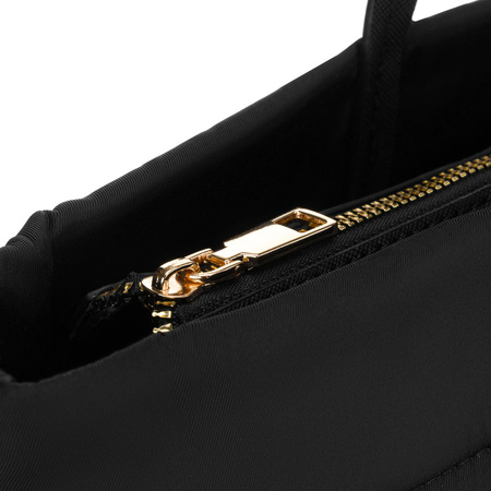 Schwarze, große Damen-Shopper-Tasche aus Nylon, passend für das A4-Format und mit Magnetverschluss – Peterson