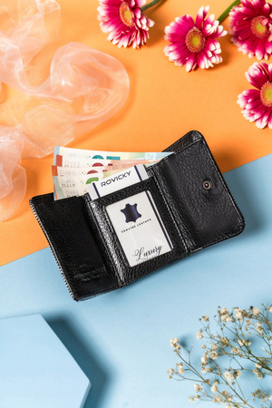 Kleine Damen Geldbörse aus Leder mit Druckknopf und Bügelverschluss – Lorenti