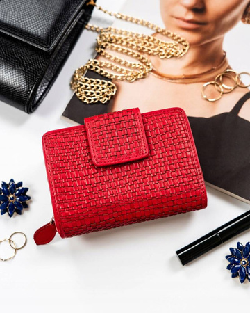 Damen Geldbörse aus Leder mit Druckknopfverschluss – Rovicky