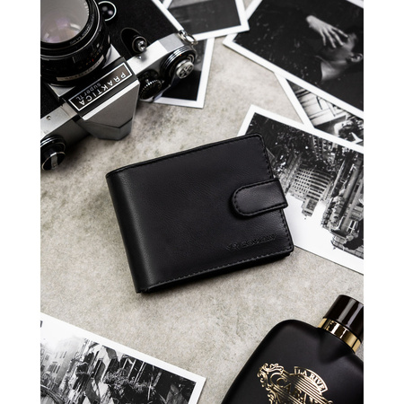 Geschenkset: Herren-Geldbörse, schwarze Herren-Geldbörse aus Öko-Leder und Schlüsselanhänger - Rovicky