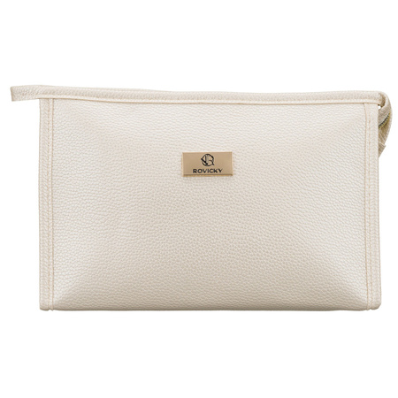 Beige, praktische Kosmetiktasche aus Öko-Leder, einteilig – Rovicky