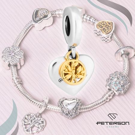 Silberner Charm Herz für Modulararmband – Peterson