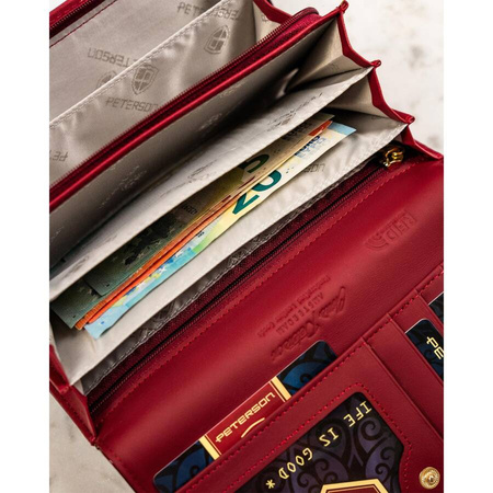 Damen-Geldbörse aus Leder mit Klappe in Rot – Peterson