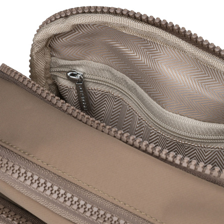 Damen-Umhängetasche aus Polyester, dunkelbeige, zweifächrig – Peterson