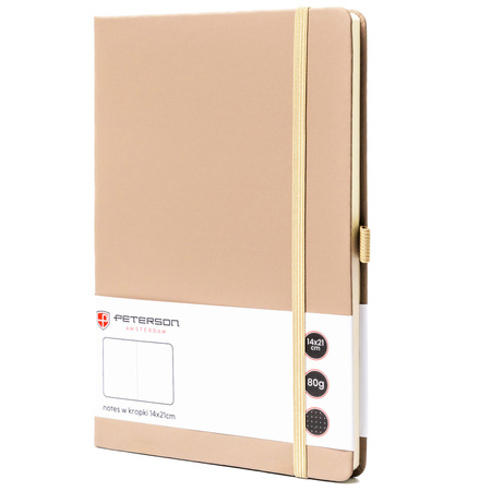 Notizbuch mit festem Einband in Khaki und im A5-Format, bedruckt mit Punkten - Peterson