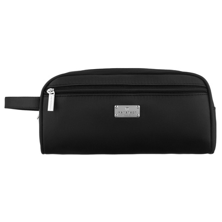 Kosmetiktasche aus synthetischem Stoff in Schwarz, mit Reißverschluss – Peterson