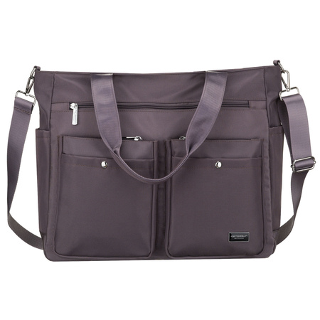 Geräumige Damen-Handtasche in Grau mit einem Laptopfach aus Polyester – Peterson