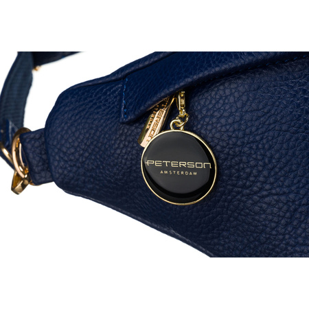 Dunkelblaue sportliche Damen Gürteltasche aus Öko-Leder für Hüfte oder Schulter – Peterson
