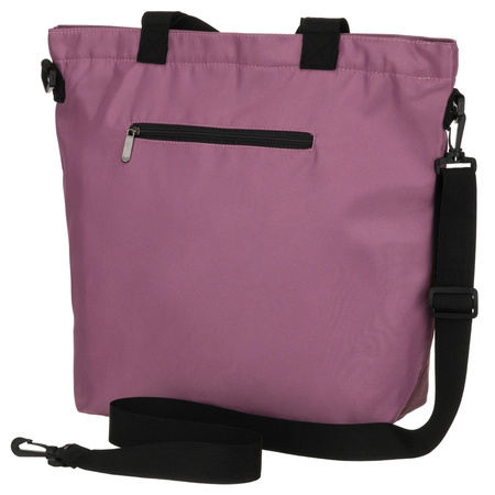 Große Damen-Shopper-Tasche aus Polyester in Rosa, aufgehängt an bequemen Griffen und einem abnehmbaren Gürtel - Peterson