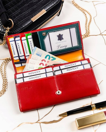 Damen Geldbörse aus Leder mit Druckknopf – 4U Cavaldi