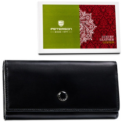 Große Damen Geldbörse in Schwarz für Bargeld mit RFID – Peterson