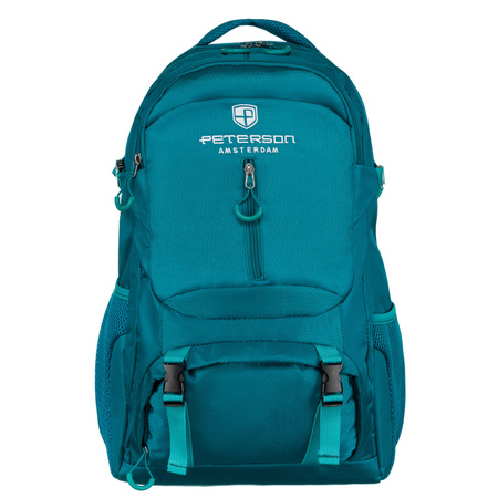 Geräumiger Rucksack aus Polyester in Blau mit vielen zusätzlichen Taschen – Peterson