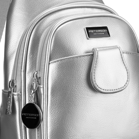 Modische Damen Gürteltasche aus Öko-Leder in Silber, Crossbody – Peterson