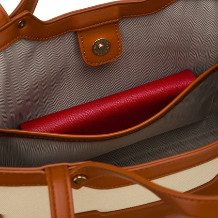 Klassische, große Damenhandtasche in Braun und Ecru – Peterson