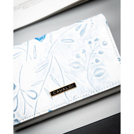 Geräumige Damen-Geldbörse mit Blumenmuster, verschließbar mit Druckknopf - 4U Cavaldi