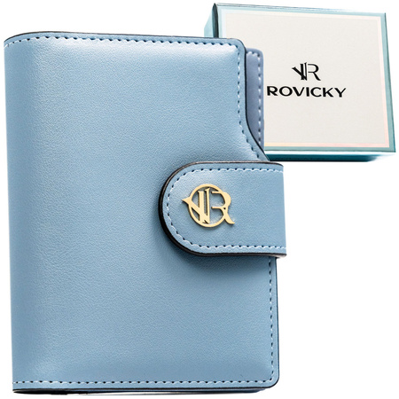 Damen-Geldbörse aus Öko-Leder in Hellblau mit RFID-System - Rovicky