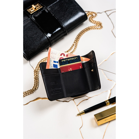 Kleine Damen Geldbörse mit Druckknopf und goldenen Akzenten – Peterson