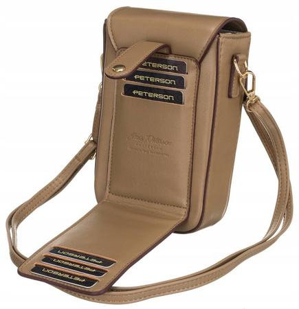 Mini Damen Umhängetasche-Portemonnaie aus Öko-Leder mit Zierblende – Peterson