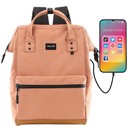 Sportlicher Damen Rucksack aus wasserdichtem Stoff in Pfirsichfarbe – Himawari