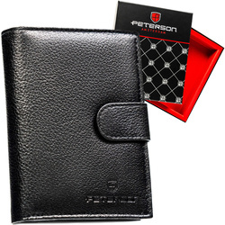 Schwarze Herren Geldbörse aus Leder mit Druckknopf und RFID-Schutz – Peterson