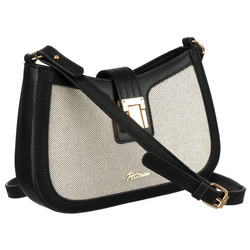 Damen Umhängetasche in Beige aus Echtleder und Canvas – Peterson