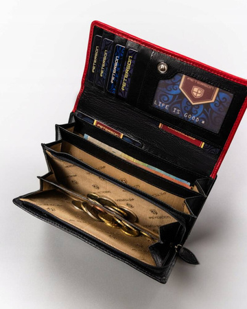 Große Damen Geldbörse aus Leder mit Druckknopf – Peterson