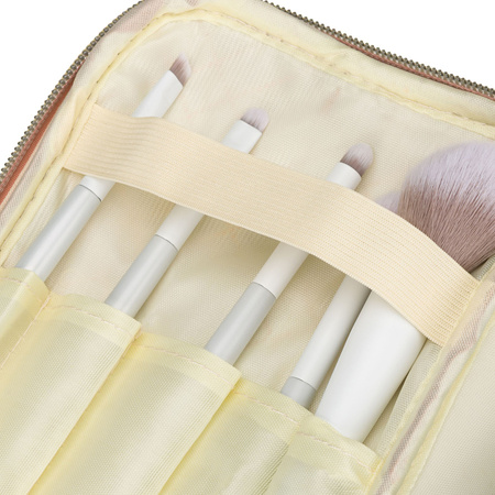 Rosa gesteppte Kosmetiktasche aus synthetischem Stoff mit Reißverschluss – Peterson