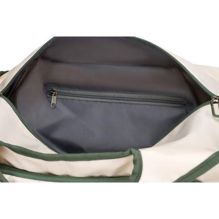 Wochenend-Reisetasche in Ecru und Grün, ausgestattet mit einem Koffergriff – Peterson