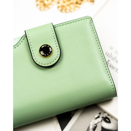 Grüne Damen-Geldbörse aus Öko-Leder mit Reißverschluss und Druckknopf – Peterson