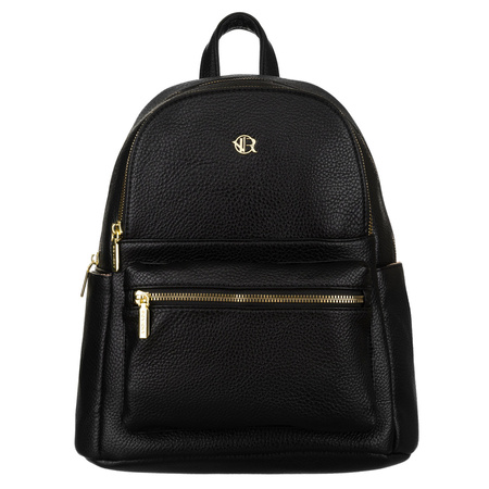 Schwarzer Damen-Rucksack aus Lederimitat mit Taschen – Rovicky