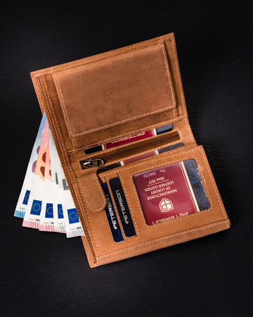 Herren Geldbörse aus Leder mit Reißverschlussfach – Peterson