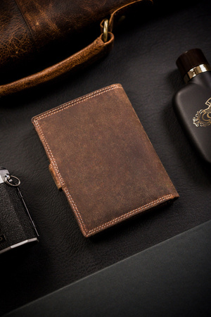 Klassische, große Herren Geldbörse aus echtem Leder mit Druckknopf – Always Wild