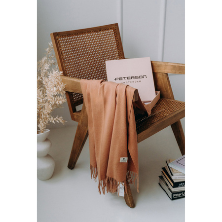 Einfarbiger Damen Schal in Kamel mit Fransen – Peterson