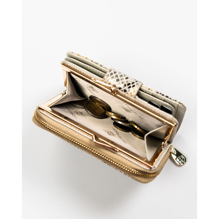 Elegante, mittlere Damen Geldbörse aus Echtleder mit RFID-Schutz und Schlangenprägung – Peterson