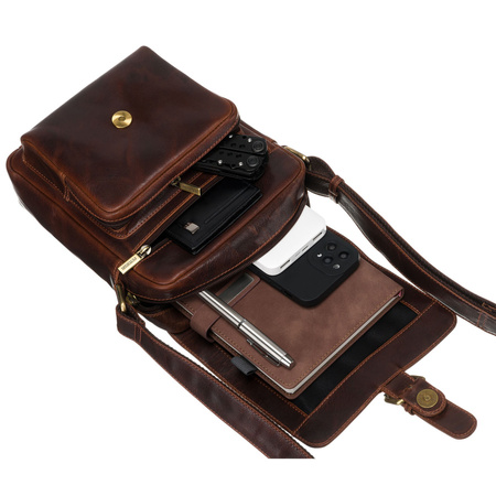 Herren Ledertasche in Braun mit Klappe – Peterson