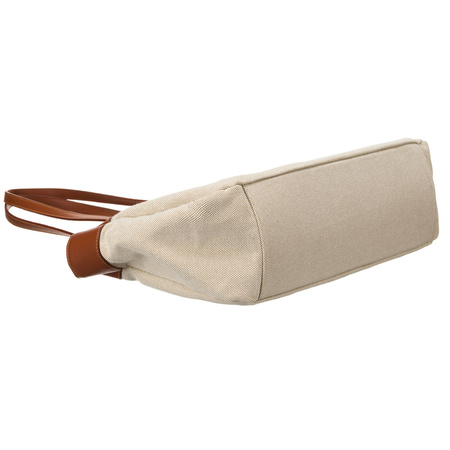 Große Damen Tasche aus Echtleder und Polyamidfaser in Beige-Braun – Peterson