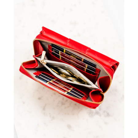 Rote, horizontale Damen-Geldbörse aus Öko-Leder - Peterson