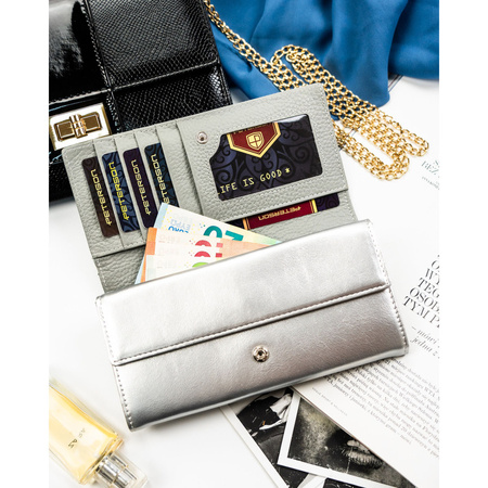 Mehrfarbige, horizontale Damen Geldbörse mit Druckknopf – Peterson