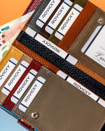 Große Damen Geldbörse aus echtem Leder im Patchwork-Muster – Rovicky